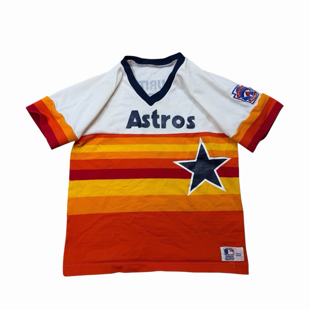 Vintage Houston Astros Jersey YOUTH LARGE Sand Knit MLB Baseball 80's,‎ USA Made
